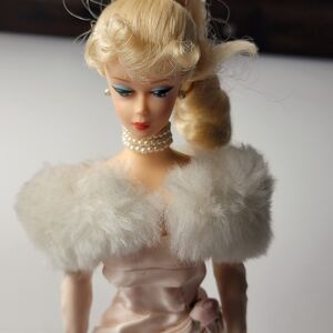 Enchanted Evening Barbie Doll Blonde Hair White Fur Stole 1995